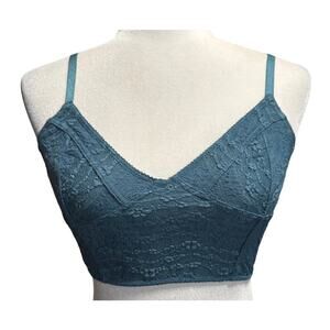 Free People Intimately Lace Bralette Teal Blue Small S/P Boho Festival Y2K